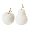 Cream White Resin Apple And Pear Fruit Tabletop Decor, Set Of 2